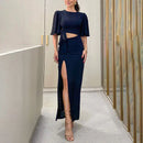 Summer Women's Casual Solid Color Dress with Cutout