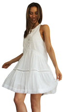 2022 Women's Lace-Panel Vacation Dress with Buttons