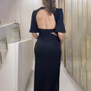 Summer Women's Casual Solid Color Dress with Cutout