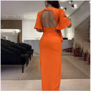 Summer Women's Casual Solid Color Dress with Cutout