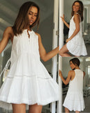 2022 Women's Lace-Panel Vacation Dress with Buttons